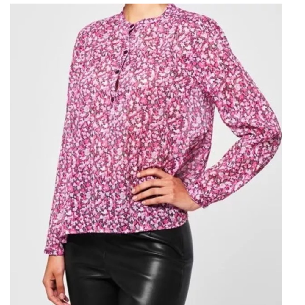 Isabel Marant Etoile Sz Us 12/Eu 44 Semi-Sheer Floral Half Button Up Blouse